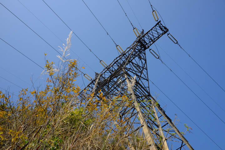The trail gets up close with transmission towers
